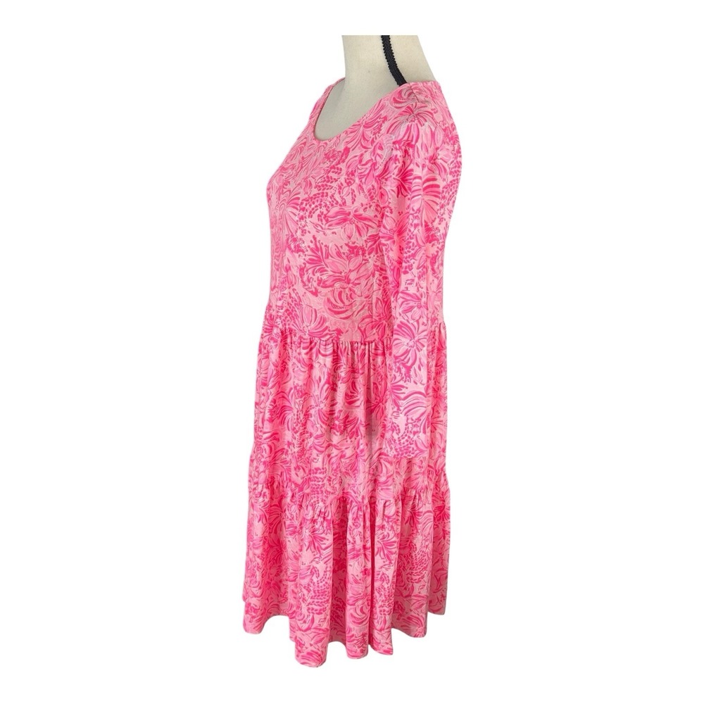 Lilly Pulitzer Pink Paradise Twirl Skirt Long Sleeve Dress Size Medium - Picture 4 of 12